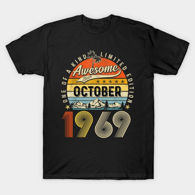 Awesome Since October 1969 Vintage 54th Birthday T-Shirt by Tagliarini Kristi